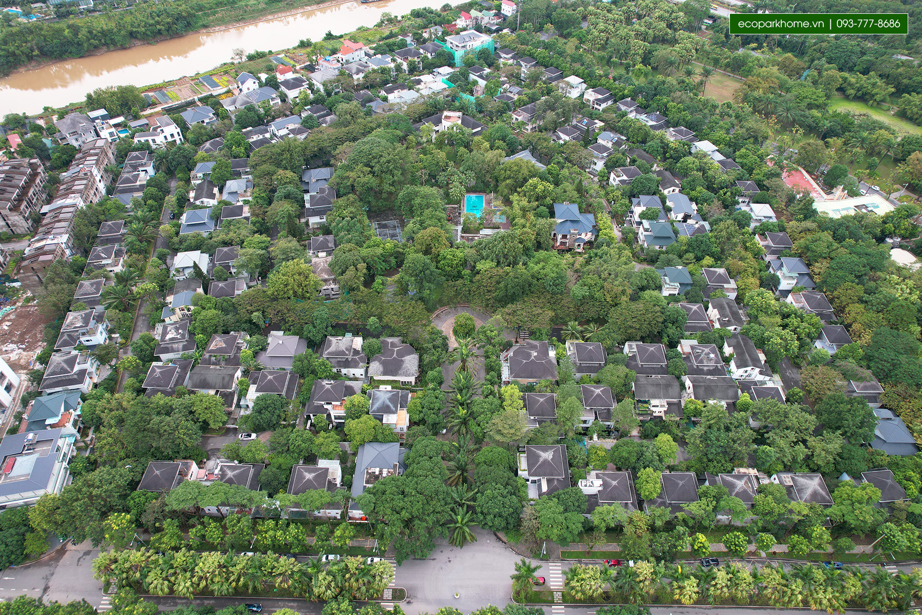 Hình ảnh thực tế toàn cảnh phân khu biệt thự Vườn Mai Ecopark