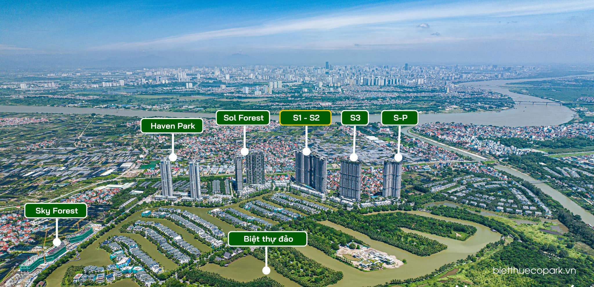 Vị trí 2 toà chung cư Sky Oasis Ecopark S1-S2