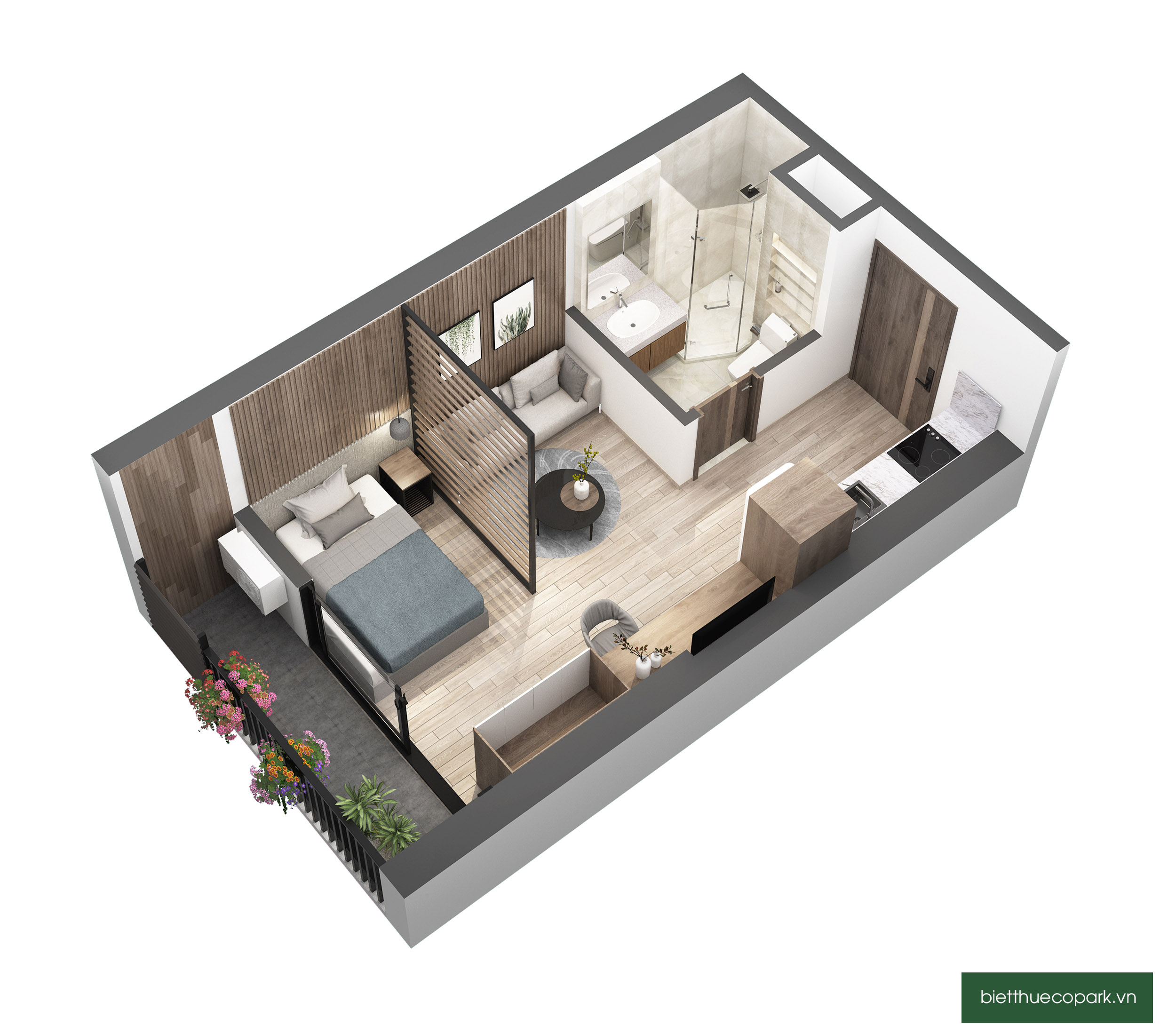 Hình ảnh bóc mái căn hộ Studio chung cư S3 Sky Oasis Ecopark